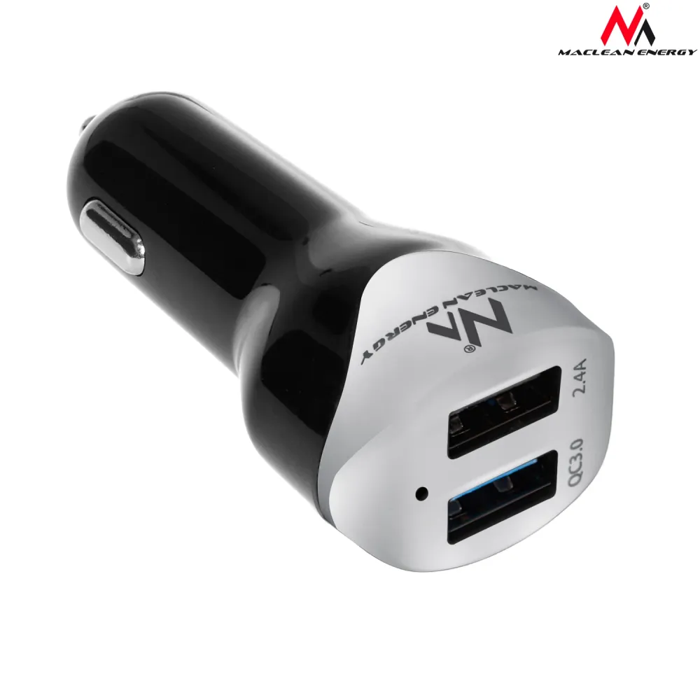 Maclean MCE157 Car Charger Dual USB Sollecito Charge QC 3.0 Universal Smart IC 1.5m 2.4A