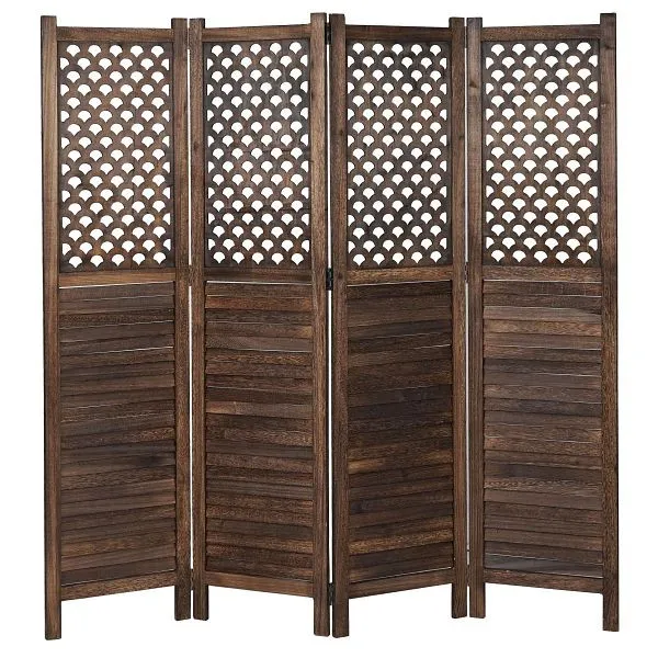 Mendler Paravent HWC-A84 divisorio divisorio per la privacy ornamenti 170x161 cm marrone 59915