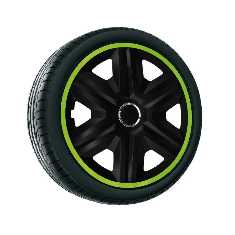 15" NRM Fast Lux green standard hubcaps 4 pieces