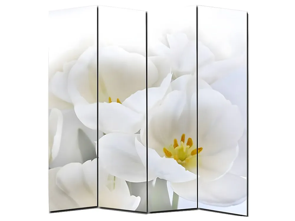 Paravento divisore doppia immagine separè decorativo 4 pannelli M68 180x160cm orchidee