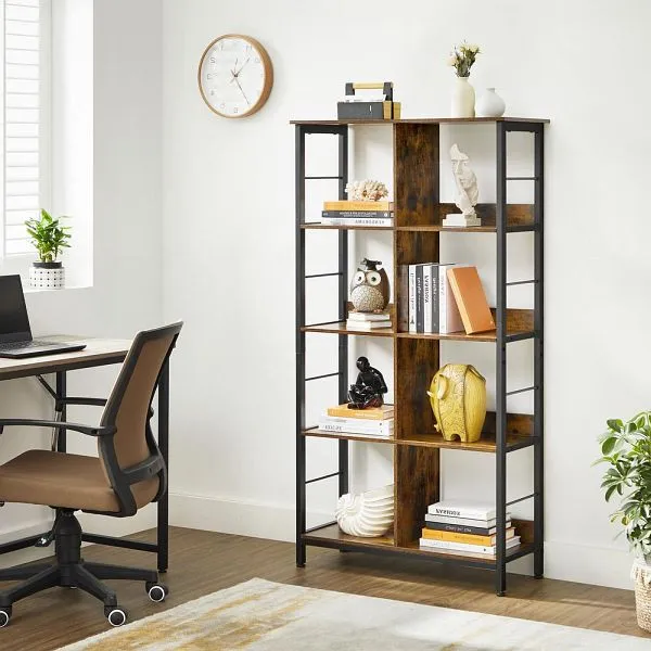 VASAGLE scaffale da terra antico marrone-nero LLS105B01