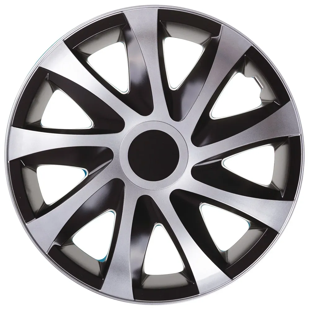 NRM Compatibile Wheel Covers 15" Black and Silver Sport Wheel Covers Hub Caps - Conforme CE