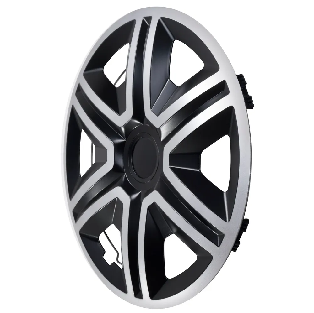 Supporto per Winch NRM 16" Wheel Covers Hubcaps Universal 4 PCS Weather Resistant Nero puro Silver ABS