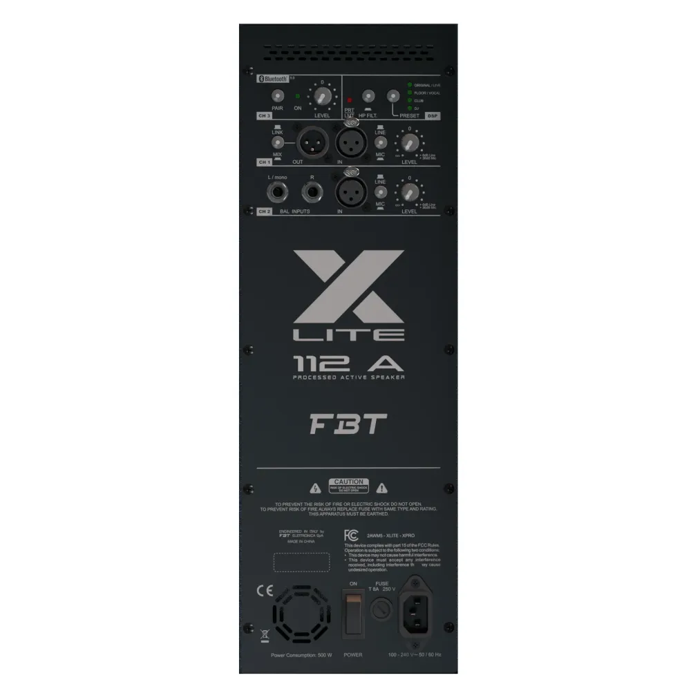 FBT X Lite 112A Coppia Diffusore Attivo Profess. 12" da 1500W e Bluetooth, Nero