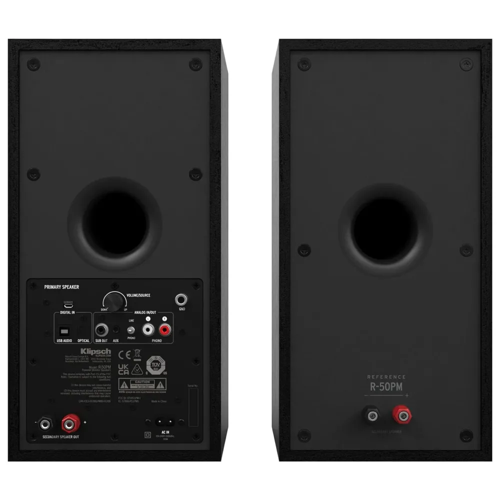 Klipsch R-50PM Coppia Diffusori casse attive con bluetooth, USB, Ottico, Nero