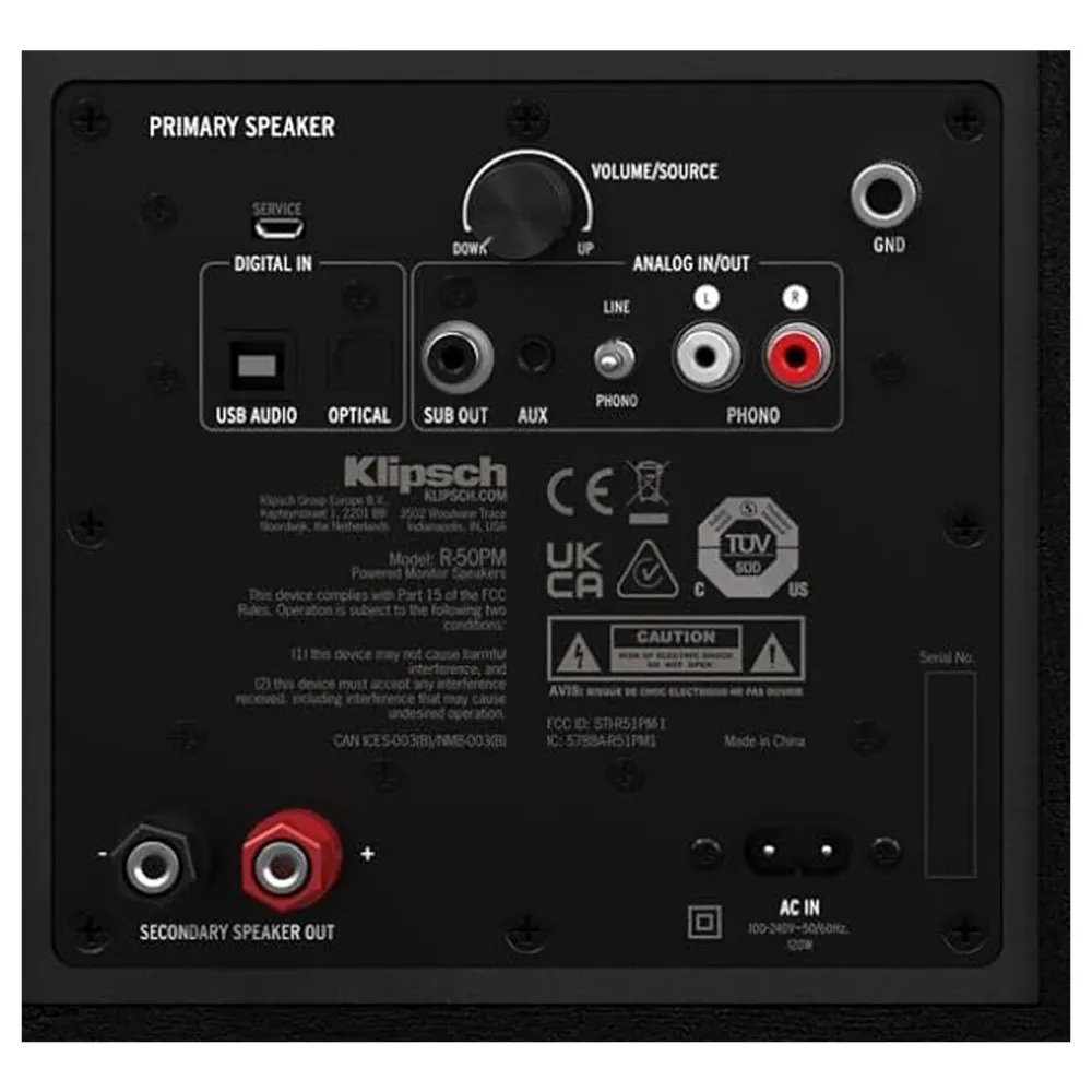 Klipsch R-50PM Coppia Diffusori casse attive con bluetooth, USB, Ottico, Nero