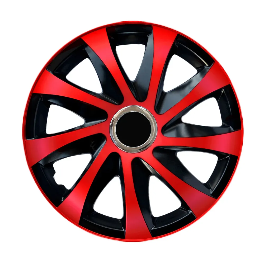 NRM DRIFT Extra red/black 15" compatibile hubcaps 4 pieces con Kit di Montaggio Completo