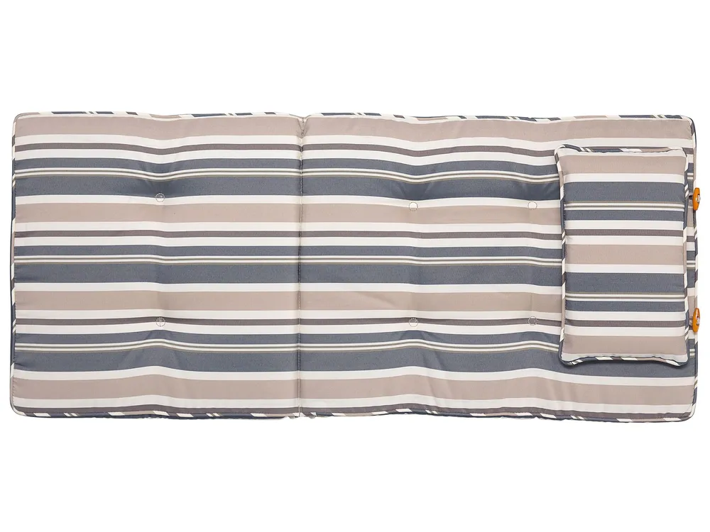 Set 2 Outdoor Seat/Back Cushions Blue Stripes MAUI