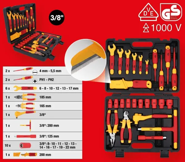 KS Tools Set di utensili isolati per veicoli ibridi ed elettrici 26 pezzi 117.1895
