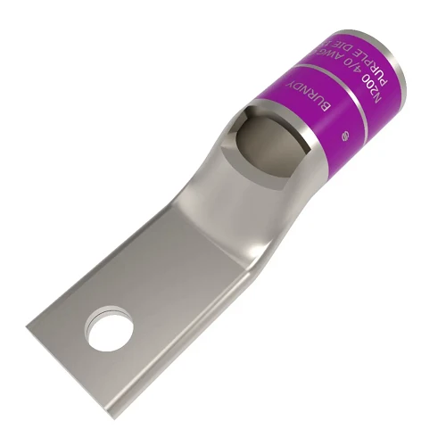 Burndy YA28LNT516 4/0 AWG 5/16" Stud 1 Hole Inspection Window Standard Barrel Rame antico Terminal Lug