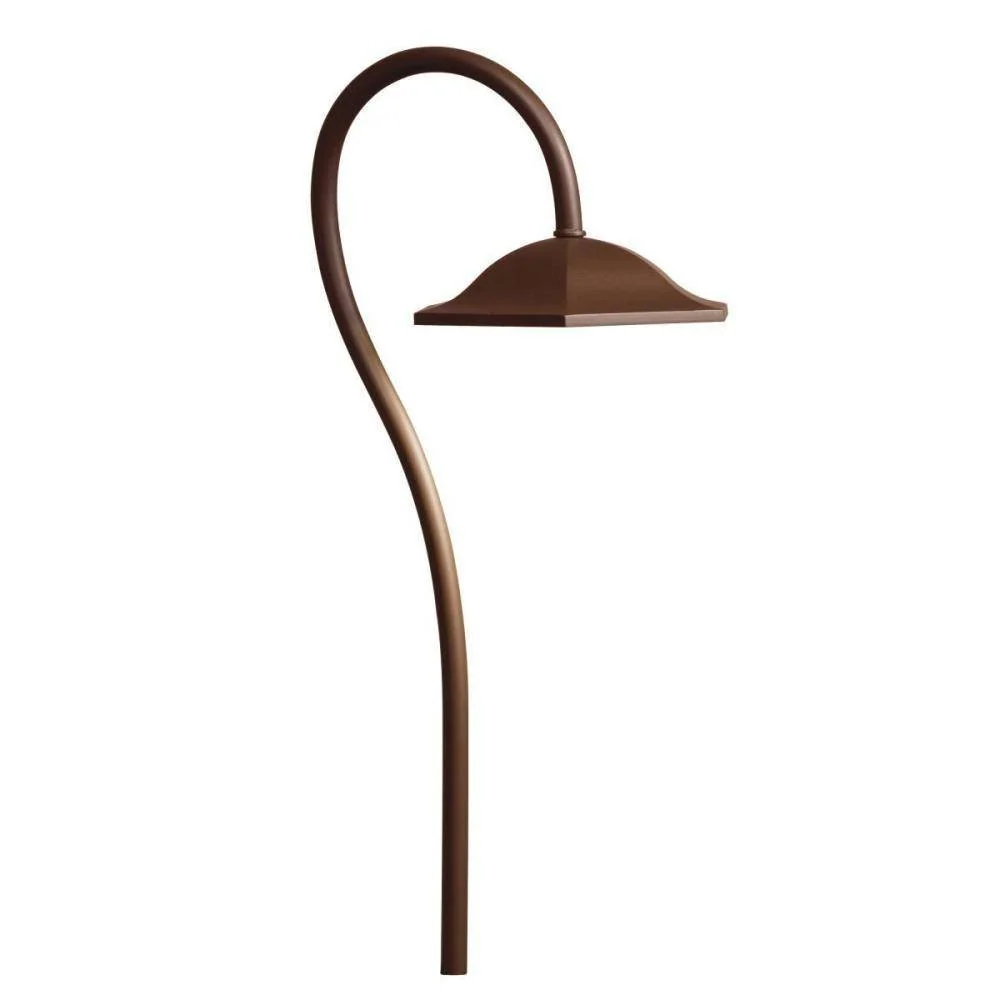 Kichler - 15807AZT - LED Shepherd's Crook Path Light, Updated LED Lamp Style con Girante Ottone
