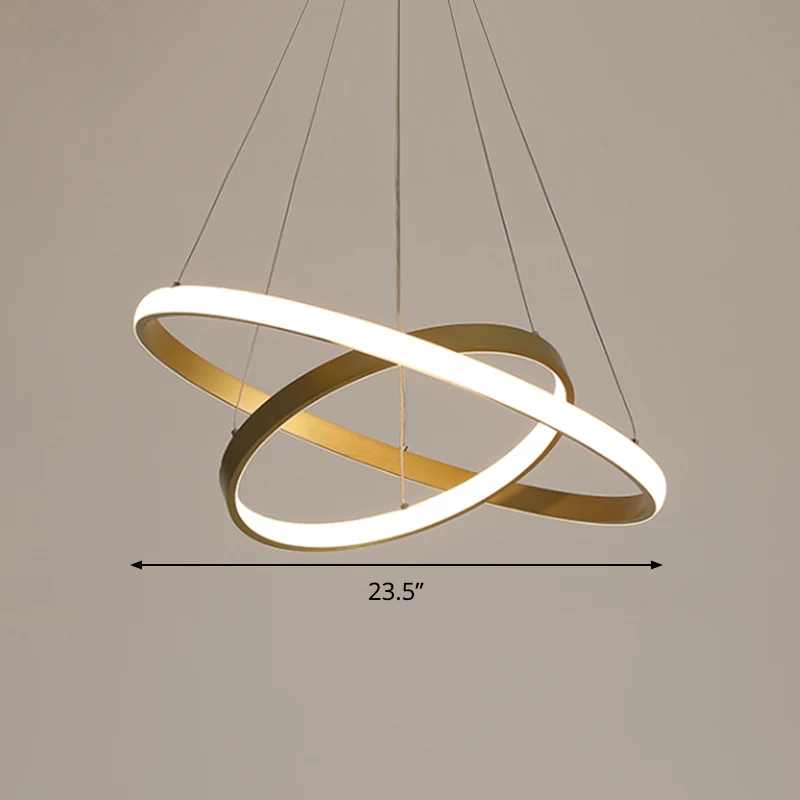 Kit lampada sospensione LED acrilico postmoderno con lampadario sospensione orbita dorata, larghezza 23,5"/31,5"