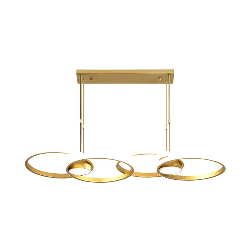 Kit lampada sospensione LED metallo postmoderno Gold Ring Island, luce calda/bianca
