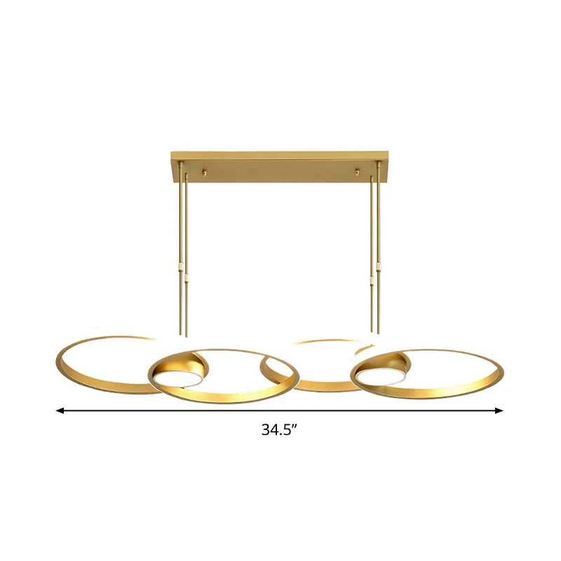 Kit lampada sospensione LED metallo postmoderno Gold Ring Island, luce calda/bianca