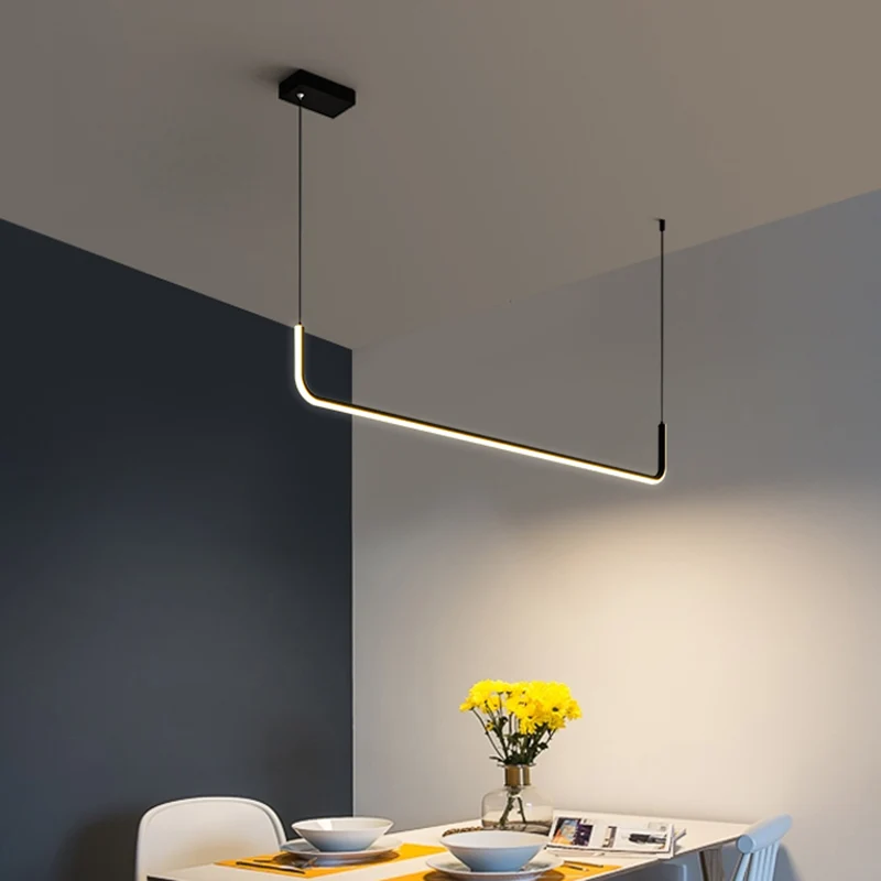 Kit lampada sospensione mezzo rettangolo metallo Basilare apparecchio di illuminazione isola nera LED con luce calda/bianca