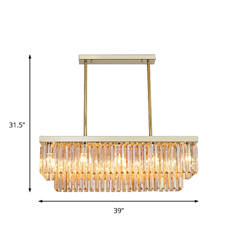 Kit lampada sospensione rettangolare Lampada da isola moderna per sala da pranzo, blocco di cristallo trasparente/ambrato...