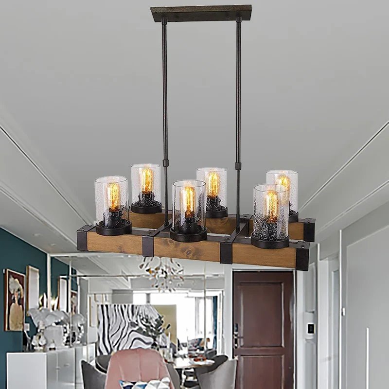 Lampada sospensione cilindrica per sala da pranzo, kit lampada sospensione nera classico vetro trasparente 3/6 luci