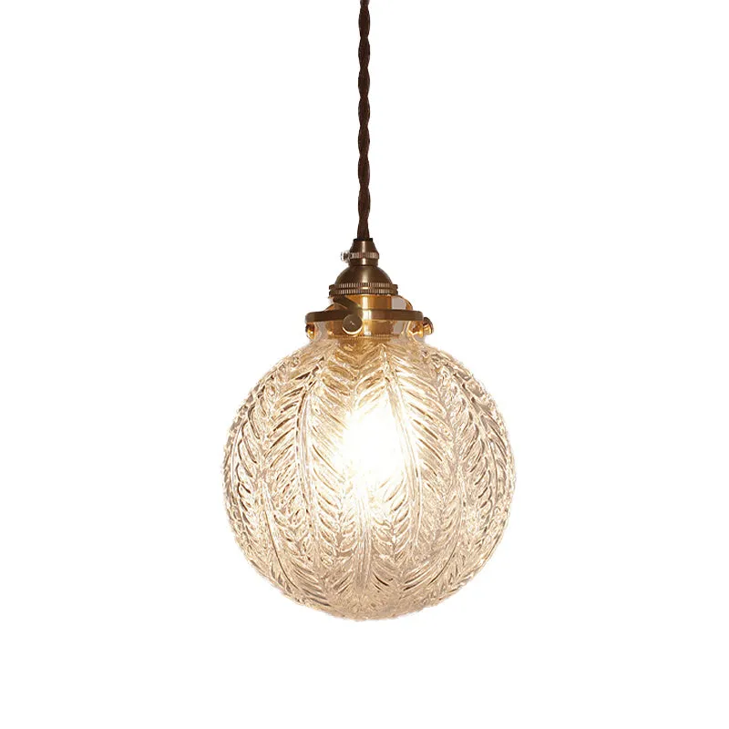 Lampada sospensione coloniale globale Kit lampada sospensione vetro trasparente / grigio fumo 1 testa con design piume