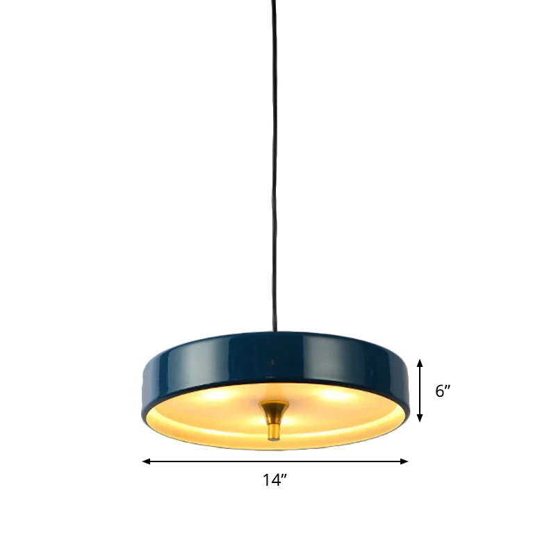 Lampada sospensione moderna disco Kit lampada sospensione metallo blu/bianco/nero 1 luce per camera da letto