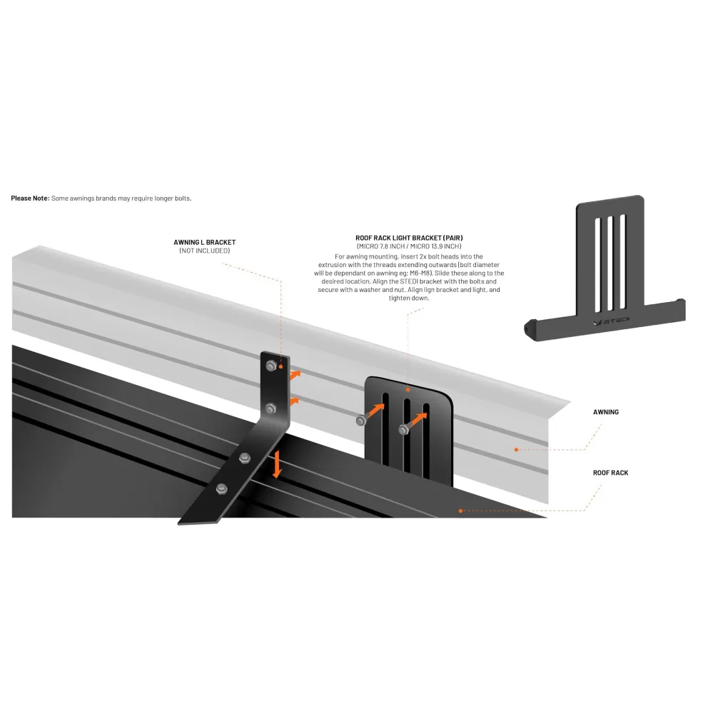 STEDI Roof Rack Light Bracket (Pair) Minimale 7.8 Inch