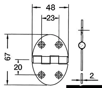 Cerniera 48x67mm 2mm viti