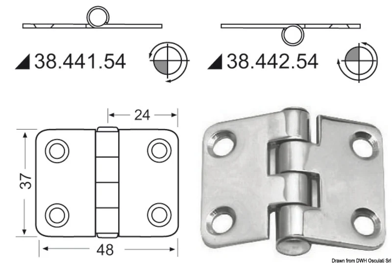 Cerniera nodo sporgente 48x37 mm