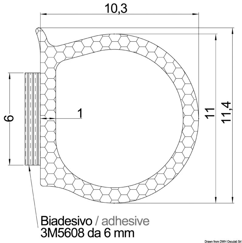 Profilo autoadesivo 11,4 x 10,3 mm
