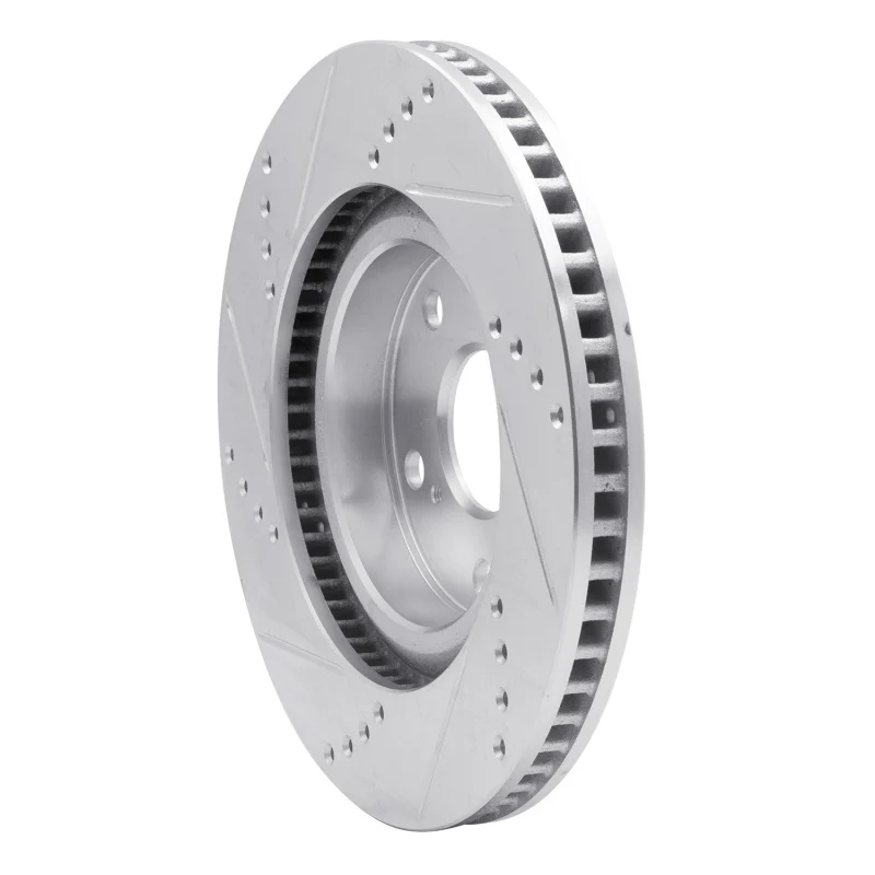 R1 2022-2023 Genesis G70 Front Right Drilled & Slotted Silver Brake Rotor