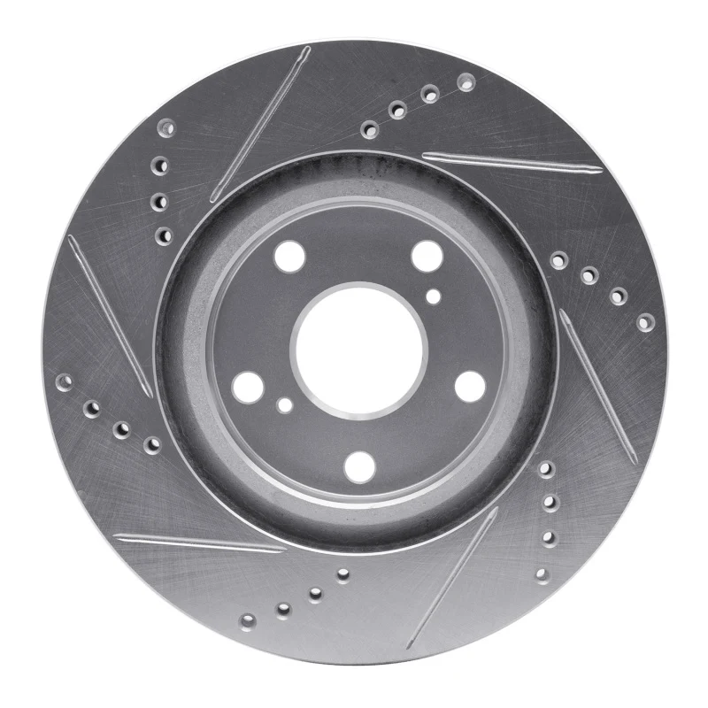 R1 2022-2023 Genesis G70 Front Right Drilled & Slotted Silver Brake Rotor