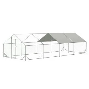 10' L x 26 W x 6,56' H Grande pollaio metallo con filo zincato con copertura impermeabile e anti-ultravioletti