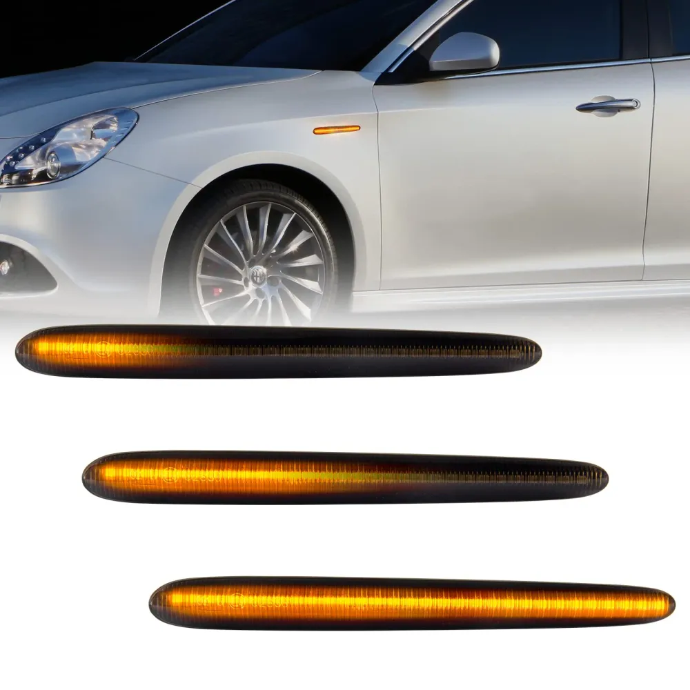 COPPIA FRECCE LATERALI DINAMICHE LED PER ALFA ROMEO GIULIETTA NERO FUMÈ Ac Accessori Auto