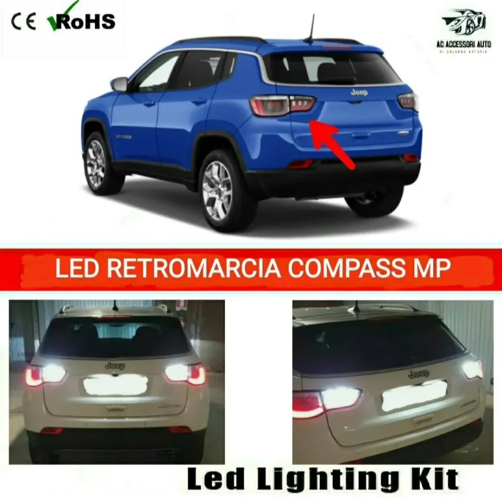 COPPIA LUCI RETROMARCIA LED JEEP COMPASS MP T20 CANBUS 6000K Ac Accessori Auto