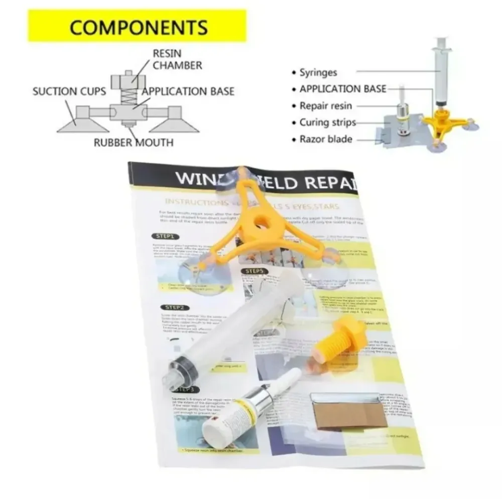Kit Ripara Vetri Parabrezza Fai Da Te Auto Con Resina Ac Accessori Auto