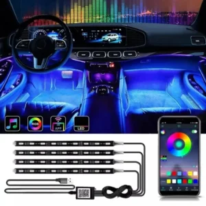 STRISCIA INTERNI AUTO VANO PIEDI 36 LED APP RGB LUCI ATMOSFERA AMBIENTE USB 5V Ac Accessori Auto