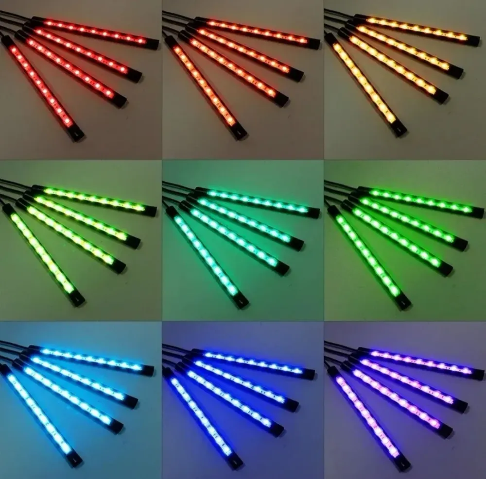 STRISCIA INTERNI AUTO VANO PIEDI 36 LED APP RGB LUCI ATMOSFERA AMBIENTE USB 5V Ac Accessori Auto