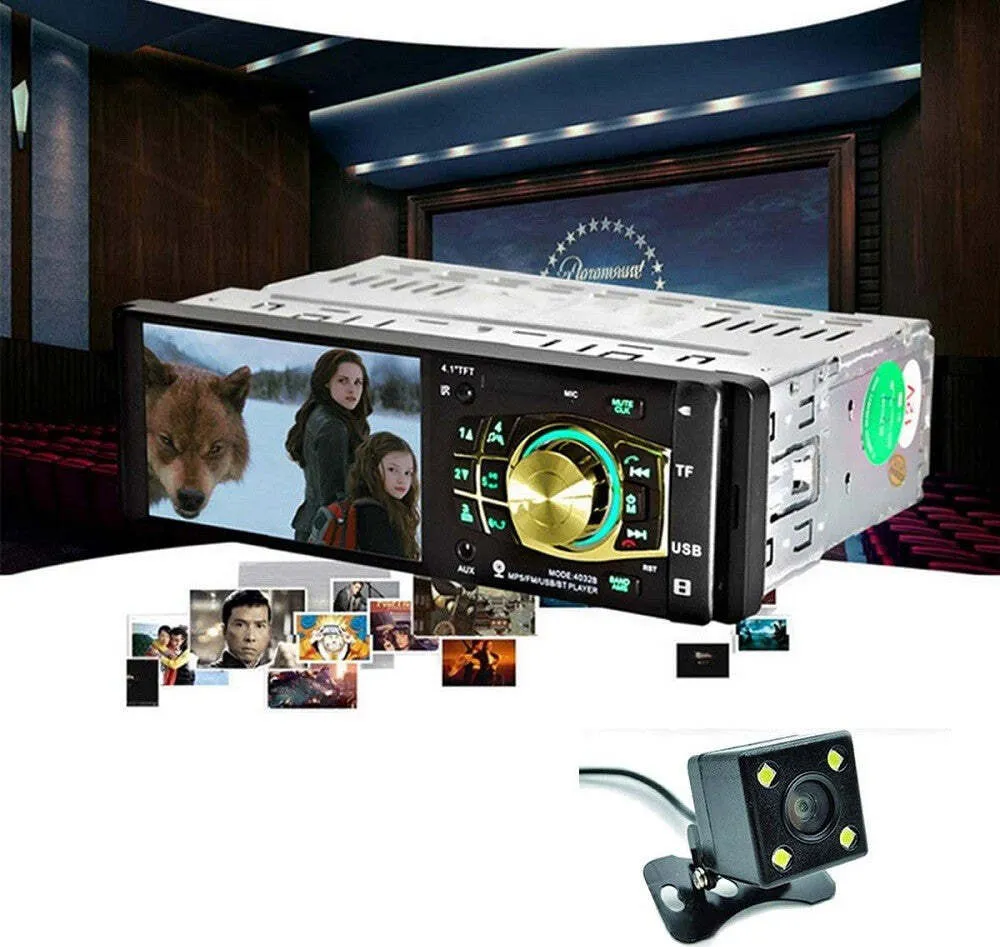 Autoradio Auto Mp5 Player Telecamera Bluetooth Radio Audio Video Tf Usb 4032b