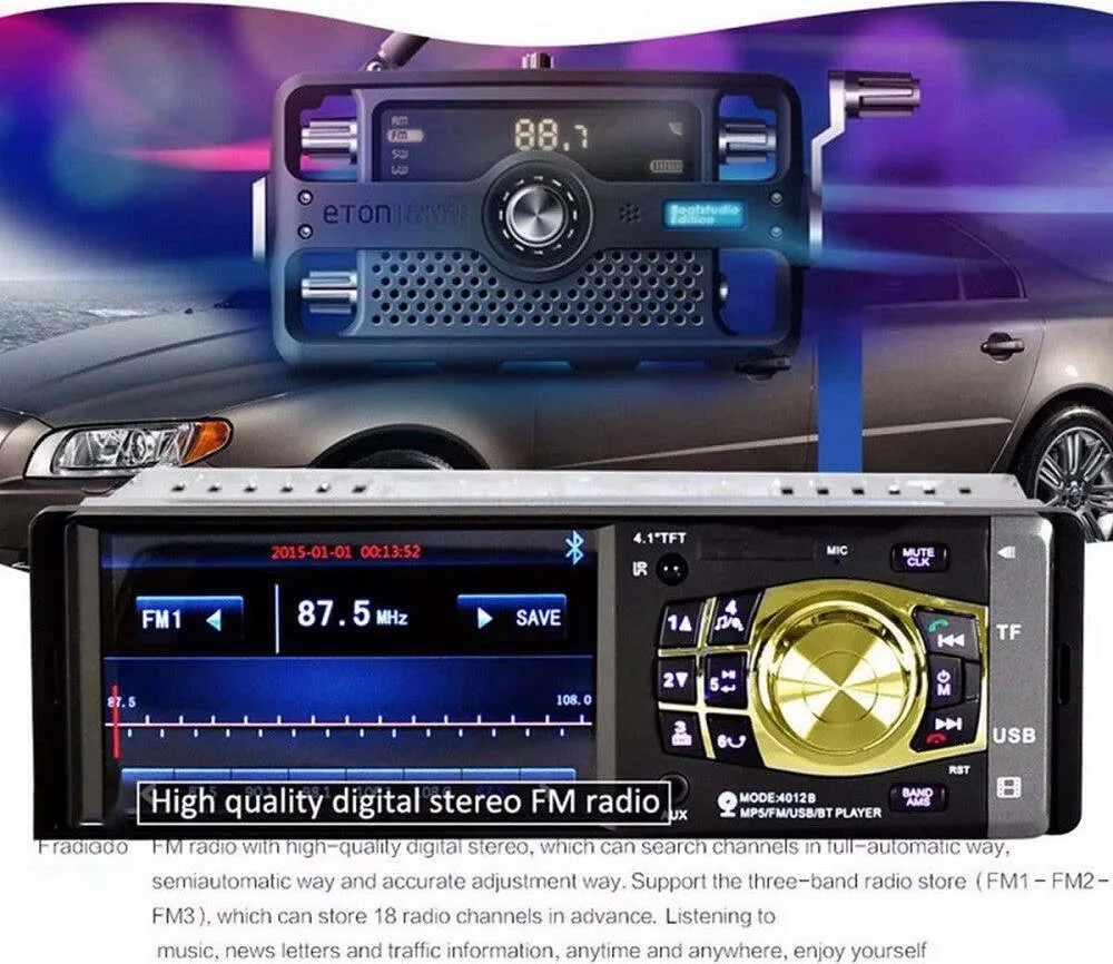 Autoradio Auto Mp5 Player Telecamera Bluetooth Radio Audio Video Tf Usb 4032b