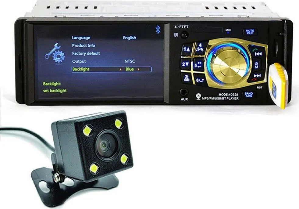 Autoradio Auto Mp5 Player Telecamera Bluetooth Radio Audio Video Tf Usb 4032b
