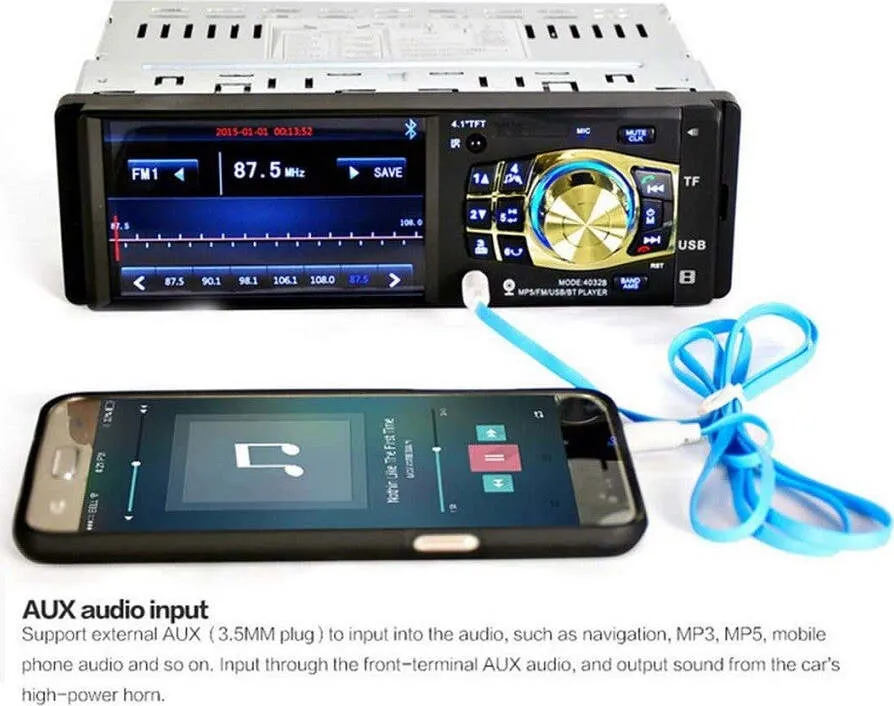 Autoradio Auto Mp5 Player Telecamera Bluetooth Radio Audio Video Tf Usb 4032b