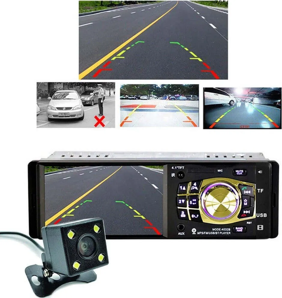 Autoradio Auto Mp5 Player Telecamera Bluetooth Radio Audio Video Tf Usb 4032b