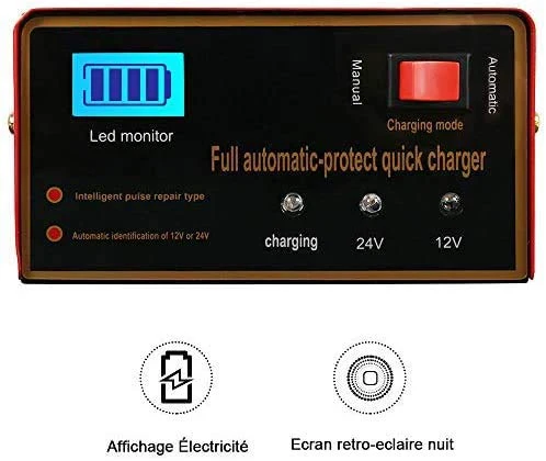Caricatore di batteria al piombo per auto moto 10 12 V/24 V 140 W...
