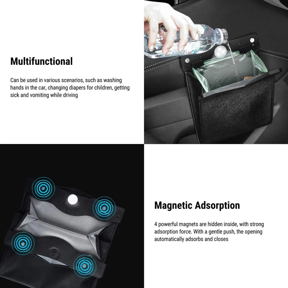 Cestino per auto LED durevole per Tesla Model 3/Y/X/S - Cestino per rifiuti auto ecologico