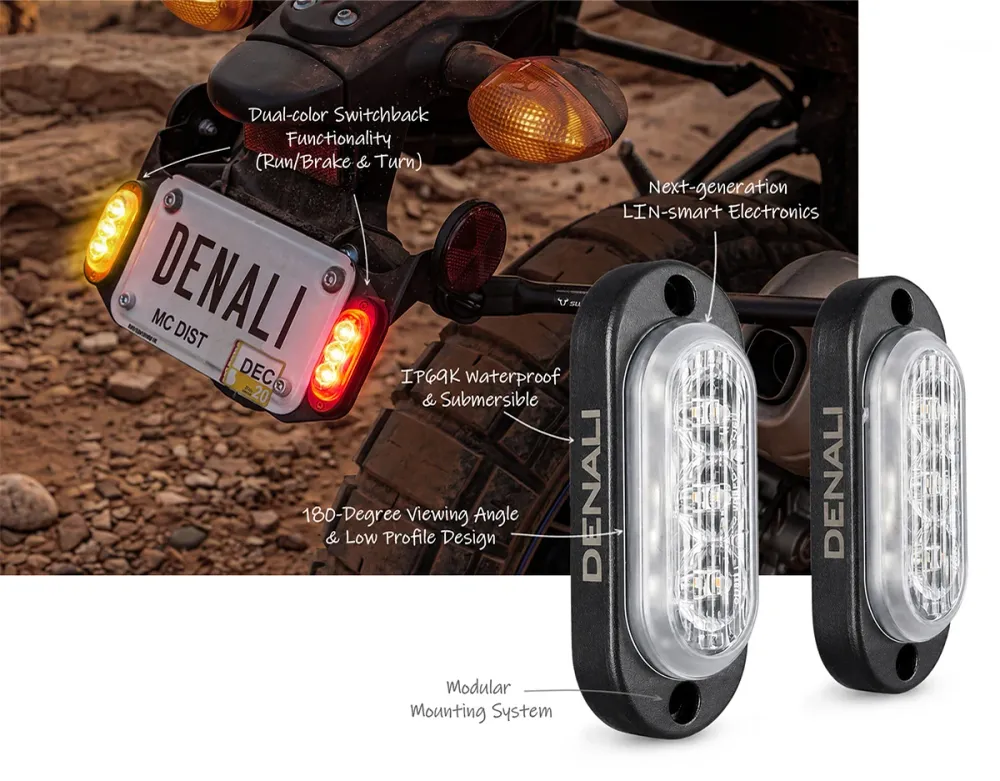 T3-S™ Indicatori di Direzione Intelligenti e Luci Diurne per Moto – Posteriore DENALI ELECTRONICS