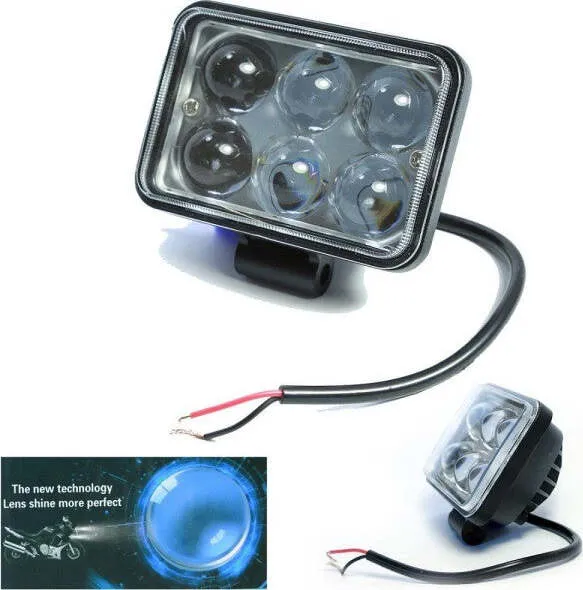 Faro Lampada Supplementare Profondita' 12v 6 Led Luce Bianca 18w Moto Scooter