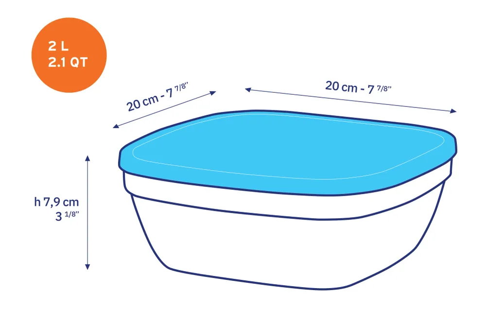 Freshbox - Contenitore quadrato con coperchio bianco 2L