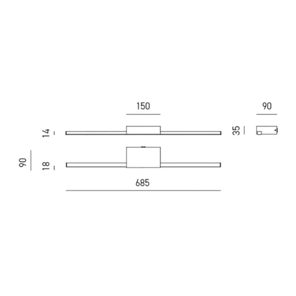 Applique lineare led da specchio o da quadro art ONE GAP490C - GAP491C - GAP492C - GAP493C Gea Luce