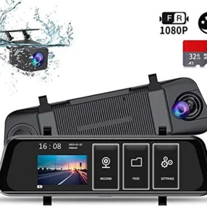 HALUM Telecamera per Auto da 10 pollici Touchscreen Full HD 1080P, 10