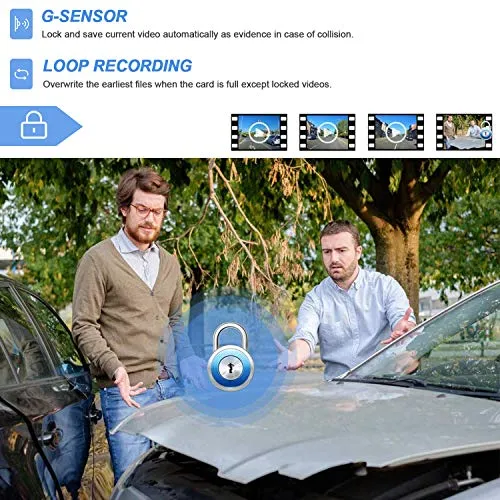 HALUM Telecamera per Auto da 10 pollici Touchscreen Full HD 1080P, 10