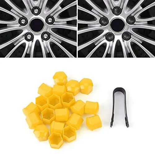 KIMISS 20pcs tappi per dadi ruota auto, 19mm Auto Hub Coprivite Giallo