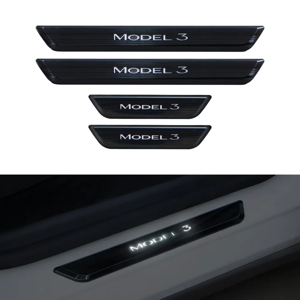 Kit di protezioni per soglie delle portiere dell'auto illuminate LED Tesla